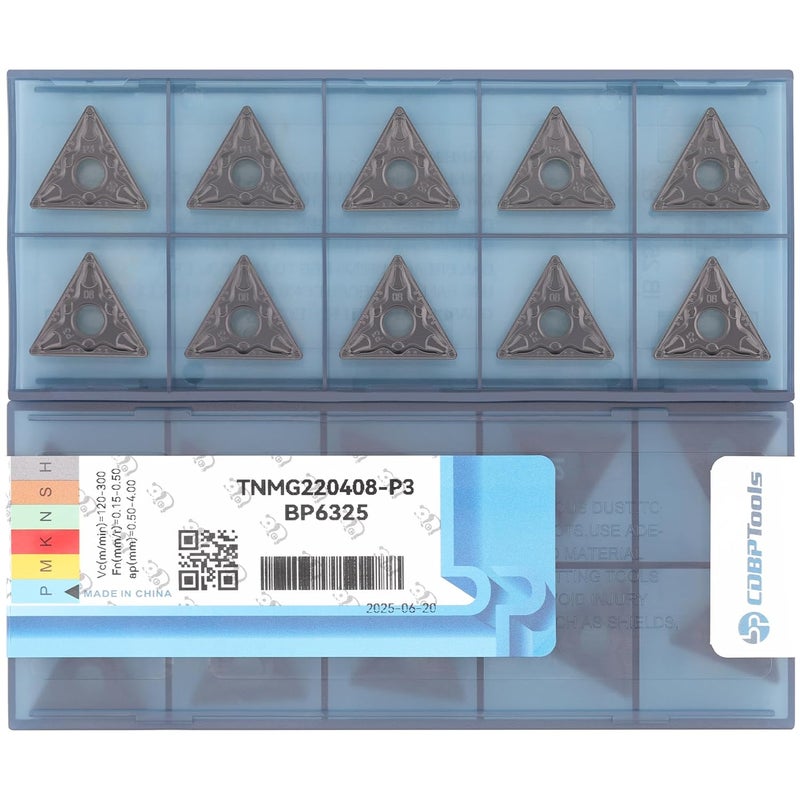CDBP CNC Carbide Inserts TNMG432 / TNMG220408-MD for Metal Lathe Cutting Steel, Semi-Finishing chipbreaker for Turning Cutter, 10 PCS. - Image 1